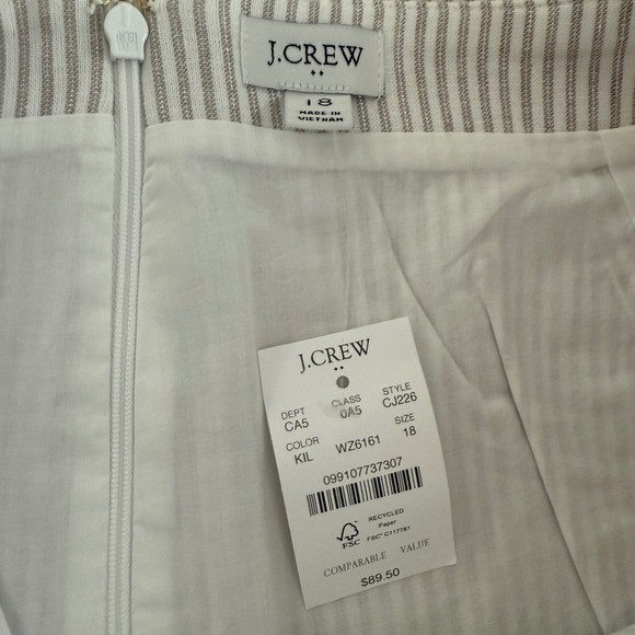 J.‎ Crew Striped Classic Nautical Summer Linen Blend Mini Skirt Size 18 NEW - Picture 4 of 5